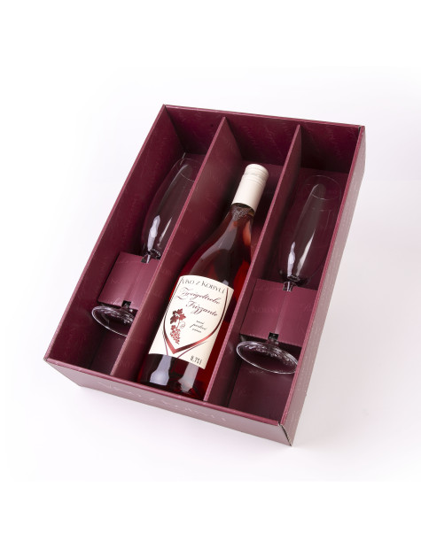 Víno z Kobylí Dárkový set perlivé víno Frankovka rosé + 2 skleničky